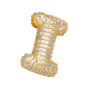 18K gold-plated balloon letter I pendant with sparkling pavé cubic zirconia