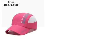 Close-up of rose red sports cap featuring breathable white mesh panels and RUN text