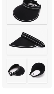 Detail showing the adjustable strap and breathable dual-layer lining of the black sun hat