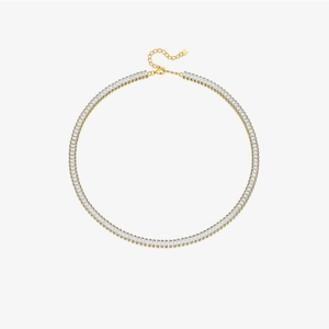 Minimalist S925 sterling silver golden spiral necklace with rectangular gemstones