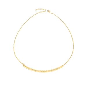 Minimalist gold leaf necklace with wheat ear metal pendants and adjustable link chain