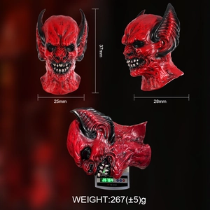 Red demon mask miniature for Halloween cosplay, 37mm high-density metal prop