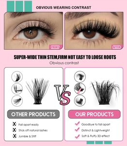 Comparison showing ultra-thin band lashes with 3D volume effect and secure hold
