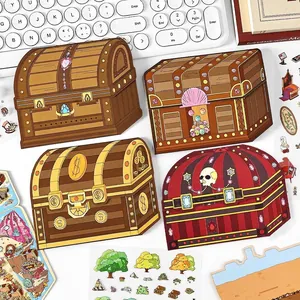 Infeel.Me treasure chest landscape stickers set for scrapbooking with keyboard background