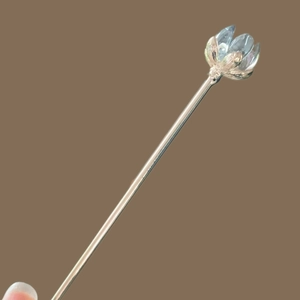 Vintage Lotus Flower Hair Stick Alloy Crystal Transparent Bud Chinese Style Hairpin For Women Cheongsam Accessory