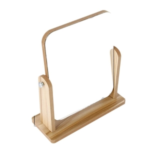 Rotating desktop wooden vanity mirror with adjustable angle and high-definition clarity