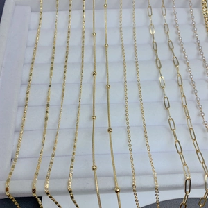 Collection of gold-plated 18K stainless steel chains including snake and cable styles