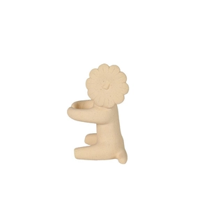 Minimalist beige matte lion ceramic statue with abstract mane and functional arm bracket