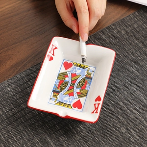 Creative poker King of Hearts ceramic ashtray for home decor and hotel lounge use