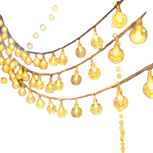 Outdoor camping string lights with warm textured bulbs on hemp rope for tent decoration