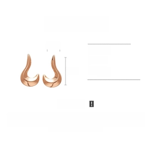 Detail showing dimensions of rose gold irregular geometric earrings with a height of 4cm