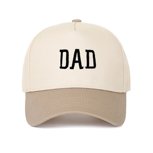 Vintage DAD bestickte Trucker Kappe in Beige und Khaki Kontrastfarben