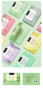 Six types of 100-sheet oil absorbing face tissues in green tea, rose and mint scents
