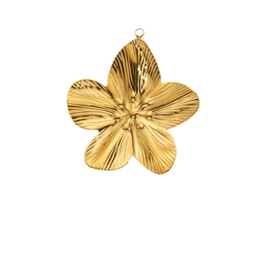 Minimalist gold plated stainless steel five-petal flower pendant with textured surface