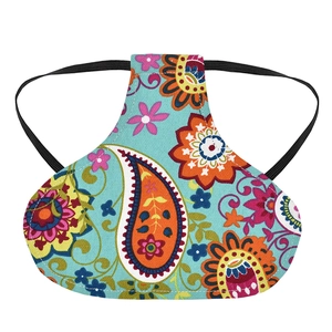 Floral paisley poultry hen saddle and feather protector jacket with black elastic straps