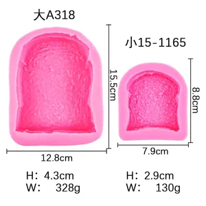 3D toast bread silicone mold set for DIY baking and crafts in two sizes with dimensions