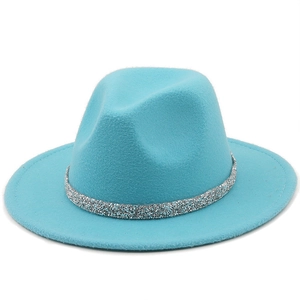 Chapeau Fedora À Bord Large En Feutre De Laine Jazz Cap Avec Bande De Strass À Paillettes Accessoire De Mode