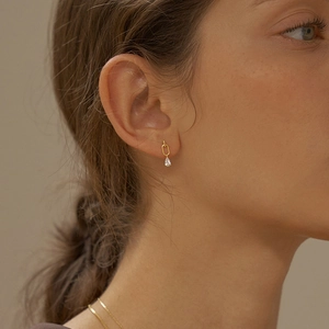 Pear Shaped Teardrop Dangle Earrings With 925 Sterling Silver Earring Post Zircon Oval Link Elegant Jewelry For Women