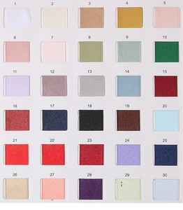 Color chart showcasing 30 vibrant shades of ribbon fabric for sweet bow hair clips