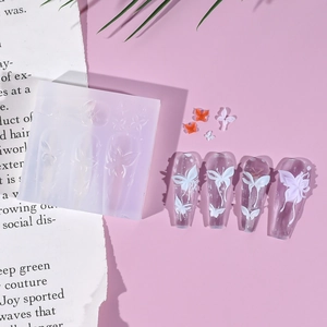 Detail of 3D butterfly silicone mold for nail art and DIY resin embossing crafts