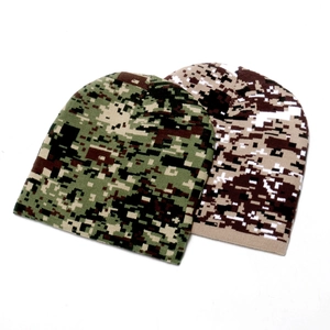Acrylic Digital Camouflage Knitted Beanie Winter Warm Tactical Outdoor Sports Hat For Men