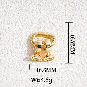 Detailed dimensions of 18K gold plated brass lobster clasp with 19.7mm length and 16.6mm width