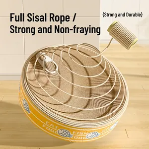 Can-shaped sisal cat scratcher bowl with durable woven rope for claws sharpening