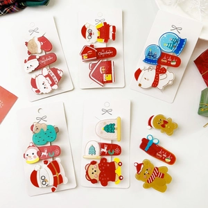 Lot de Barrettes à Cheveux Père Noël Dessin Animé Clip Crocodile en Acrylique pour Femmes Enfants Accessoires Cheveux Fête Noël