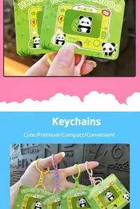 Cute panda mini LCD writing tablet keychain toy with one-click clear function for bag charm