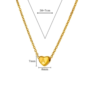 Gold-plated stainless steel heart necklace featuring an engraved letter A pendant