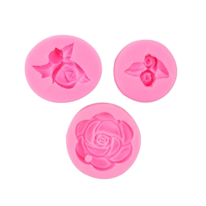 Pink silicone 3D rose flower molds set for DIY scented plaster and handmade soap