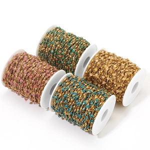 18k gold plated stainless steel bead chain with colorful resin heart charms for DIY jewelry