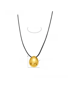 Detailed view of large gold-plated stainless steel teardrop pendant with dimensions
