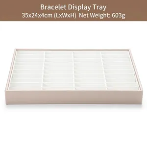 Champagne gold jewelry display tray with 40 slots for bracelets and bangles