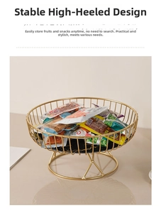 Detailed macro of golden metal fruit tray with luxury marble pattern lining and tall base