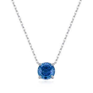 Luxurious S925 sterling silver necklace featuring a sparkling blue rose-cut diamond pendant