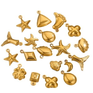 18K gold plated stainless steel ocean themed pendants with starfish and seashell shapes