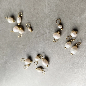 Baroque freshwater pearl pendants with gold rings for DIY jewelry making five pack set