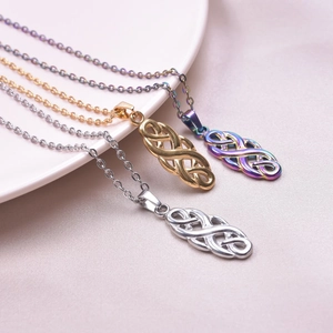 18k gold plated stainless steel witch knot necklaces in silver gold and rainbow colors