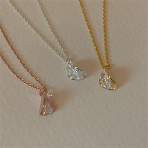 Elegant 925 sterling silver teardrop zircon necklace in gold, silver, and rose gold