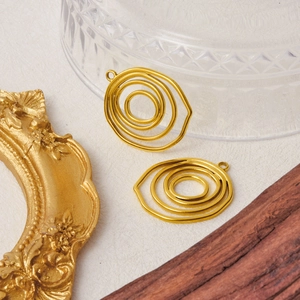 Minimalist spiral 304 stainless steel circle pendants for necklaces in gold finish