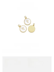 Détails de pendentifs croix en cuivre plaqué or 18 carats avec incrustation de nacre