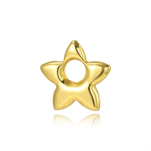 Polished gold hollow star metal charm bead with center hole for DIY jewelry making