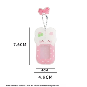 Detailed size specifications for pink bear acrylic photo frame keychain with dimensions