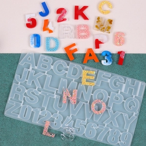 Macro view of silicone mold for 26 letters and numbers for DIY resin jewelry making