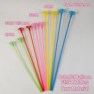 Colorful plastic balloon sticks with cups in 27cm to 42cm sizes for party decoration
