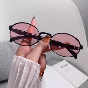 Oval Sunglasses Metal Frame UV400 Protection Retro Fashion Streetwear Eyewear For Women Outdoor Travel Party Accessory