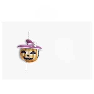 Detailed view of S925 sterling silver Halloween pumpkin charm with purple wizard hat