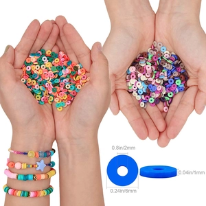 6mm colorful polymer clay beads set for DIY jewelry making with sizing details