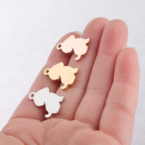 Cute rabbit shaped stainless steel pendants in gold, rose gold and silver colors